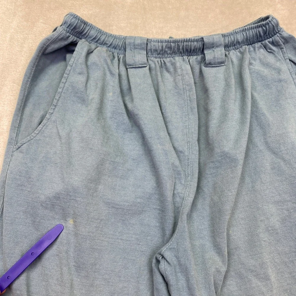 Big Dogs Mens Large Blue‎ Cotton Elastic Waist Wide Leg Cropped Lounge Pants
